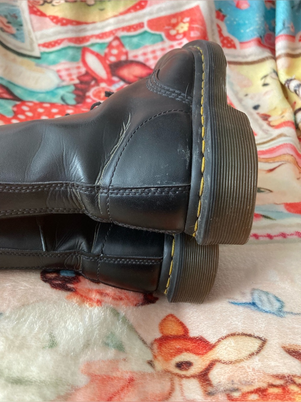 Dr. Martens Black Leather Lace-Up Combat Boots Docs Dr - Picture 4 of 6
